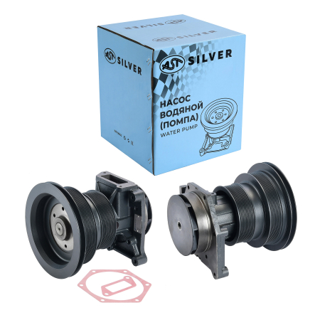 Насос водяной (помпа) WD615/WP10 (8PK+10PK+AV) (AST0462026/612600061697/612600061364) OEM AST Silver